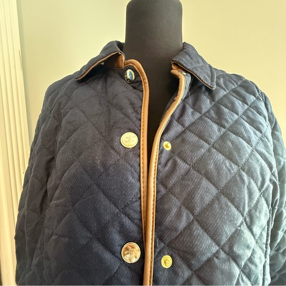 Chico's Jackets & Blazers - Chico's Blue and Tan Puffer Jacket with Quilted Design Size 2